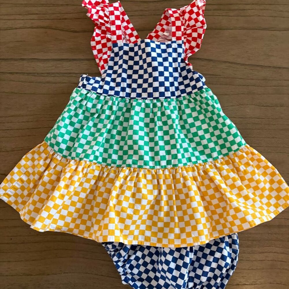 Stella Mc Cartney Baby Girl's Checked Sun Dress 12-18 mo.